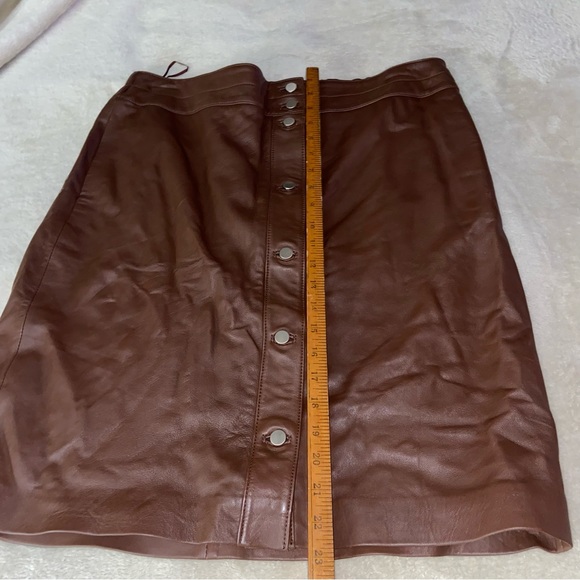 Violeta Brown 100% Sheep Leather lined Skirt size Small - Picture 6 of 11